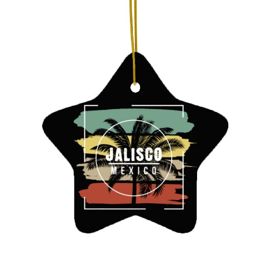 Jalisco Mexico Artistic Palm Tree Retro Ceramic Ornaments