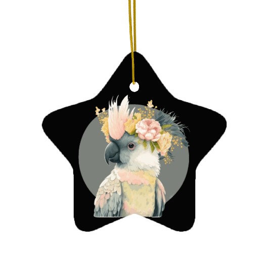 Cute Cockatoo Parrot Bird Flower Crown Pet Birds Ceramic Ornaments