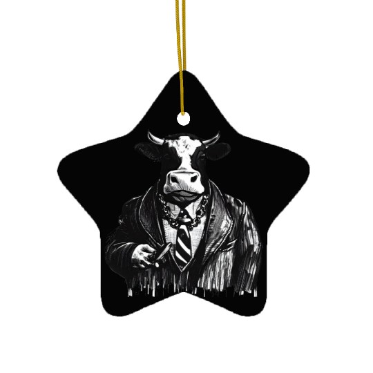 COW MOBSTER COW AS MOB BOSS COW A NOSTRA Ceramic Ornaments