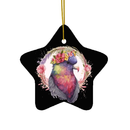 Artistic Lorykeet Parrot Red Lory Bird Flower Crow Ceramic Ornaments