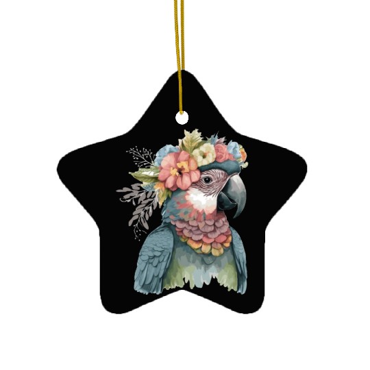 Cute Parrot Macaw Bird Flower Crown Pet Birds Ceramic Ornaments