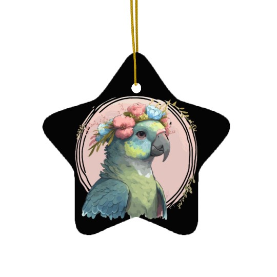 Cute Hahn's Macaw Bird Flower Crown Pet Birds Ceramic Ornaments