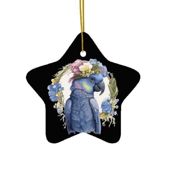Cute Hyacinth Macaw Parrot Bird Flower Crown Pet B Ceramic Ornaments