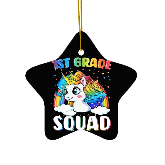 1st Grade Squad Unicorn Rainbow Back To School Ceramic Ornaments