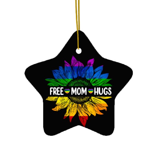 Rainbow Free Mom Hugs Gay Pride Lgbt Daisy Flower Ceramic Ornaments
