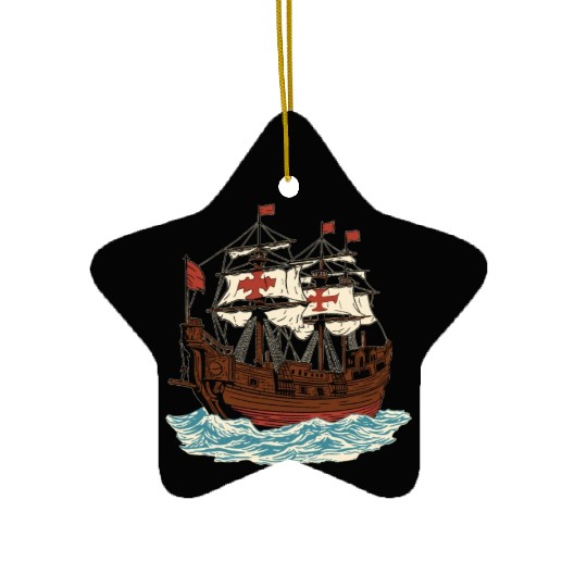 Columbus Day 1492 Ship Ceramic Ornaments