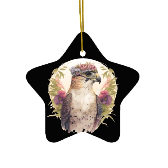 Watercolor Falcon Birds Of Prey Flower Crown Flora Ceramic Ornaments