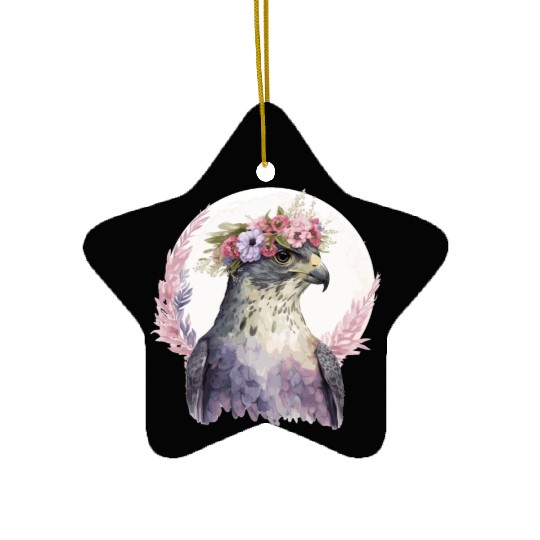 Falcon Birds Of Prey Flower Crown Floral Bird Watc Ceramic Ornaments