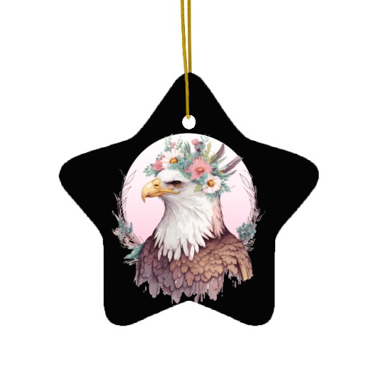Birds Of Prey Bald Eagle Flower Crown Floral Birdi Ceramic Ornaments