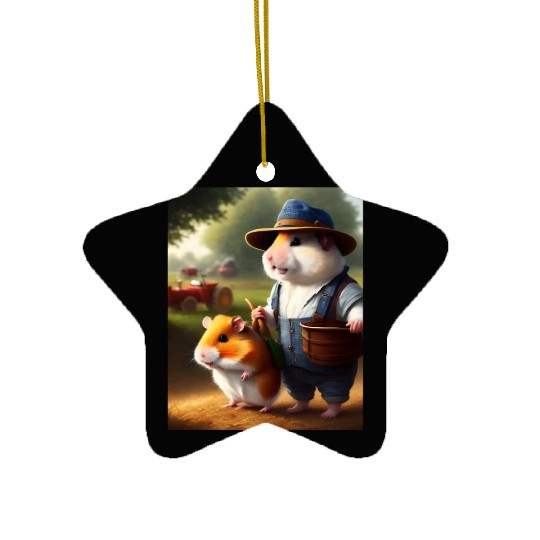 Hamster Farmer Ceramic Ornaments