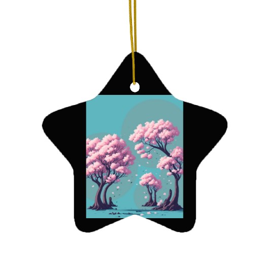 Cherry Blossom tress with falling flowers Ceramic Ornaments