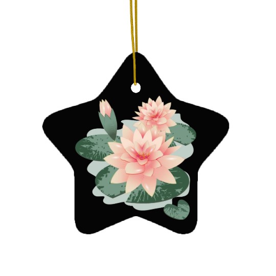 Water lily flower with bud in water lily pond Ceramic Ornaments