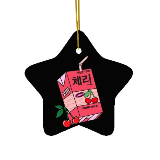 K Pop Cherry Milk Drink Korea Kpop Korean Drink Ceramic Ornaments
