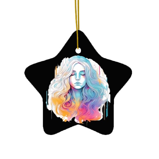 Glimmering Holographic Girl The Future is Now Ceramic Ornaments