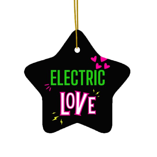 Electric Love in Neon Colors: Romance and Fun! Ceramic Ornaments