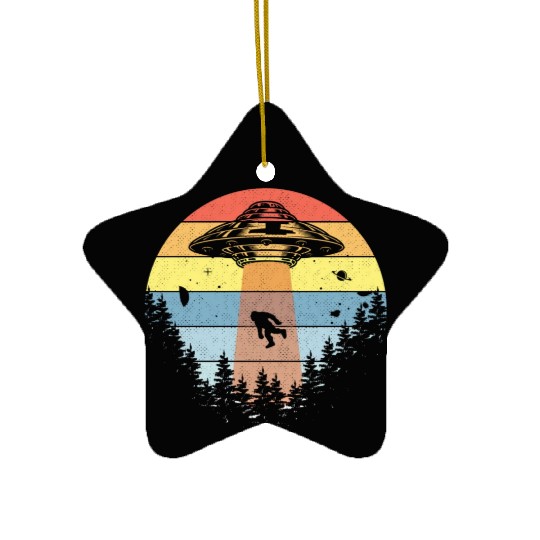 Retro Vintage Sunset Bigfoot Yeti Ceramic Ornaments