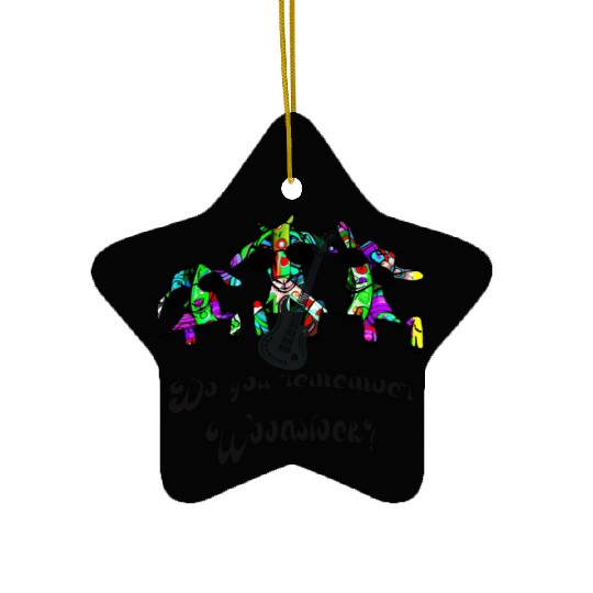 Hippie Goats playing guitar remembering Woodstock Ceramic Ornaments