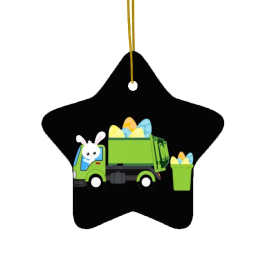 Garbage Truck Easter Bunny Egg Hunt Toddler Kids B Ceramic Ornaments
