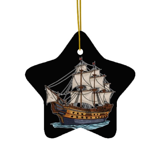 Columbus Day 1492 Ship Ceramic Ornaments