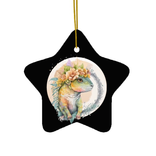 Cute Lizard Chameleon Flower Crown Pet Reptile Lov Ceramic Ornaments