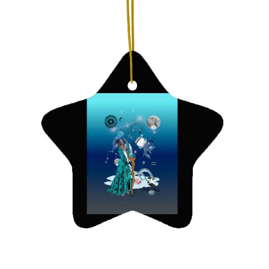 Zodiac sign Aquarius in the unique version Graphic Ceramic Ornaments