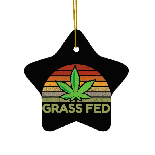 Grass Fed Hemp Farmer Weed Cannabis Marijuana Ceramic Ornaments