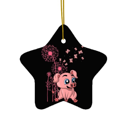 Dandelion Piglet Farm Animal Lover Farmer Cute Pig Ceramic Ornaments