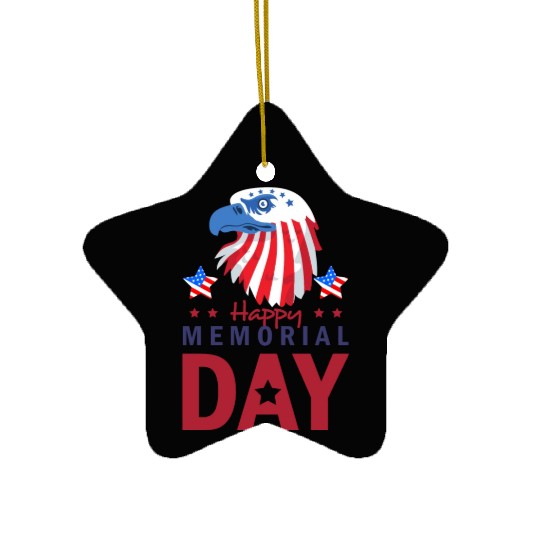 Happy Memorial Day Veterans Brave US Eagle Stars Ceramic Ornaments