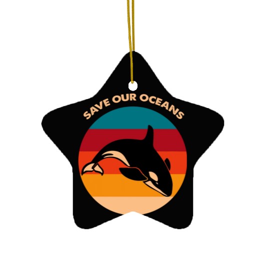 Save Our Oceans Wildlife Orca Whale Climate Change Ceramic Ornaments