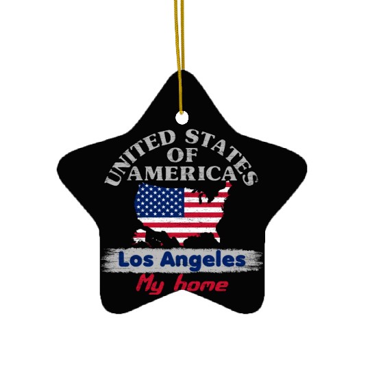 United States of America - Los Angeles my home Ceramic Ornaments