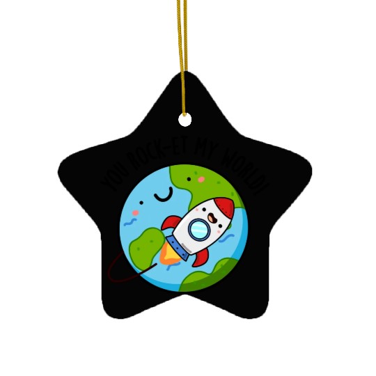 You Rock Et My World Cute Rocket Ceramic Ornaments