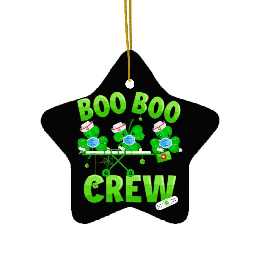 Boo Boo Crew Nurse St Patricks Day Shamrock Ceramic Ornaments