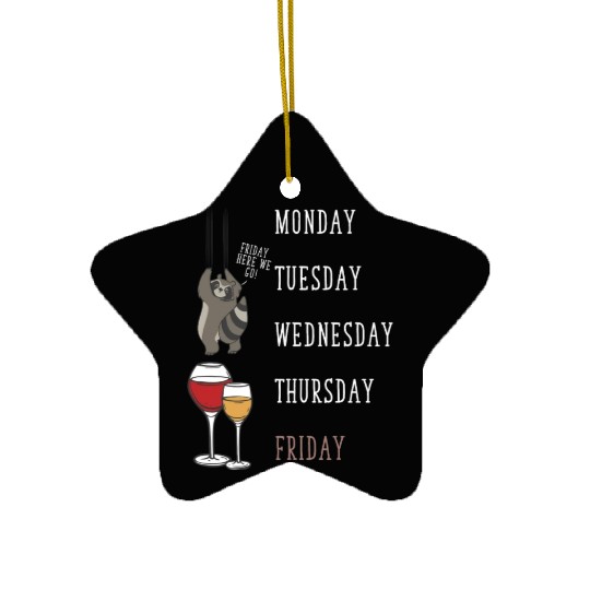 Raccoon Wine Lover Funny Weekend Party Ceramic Ornaments