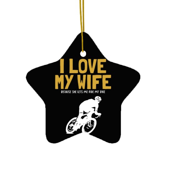 I love my Wife Cyclist Gravel City Bike Cyclist Ceramic Ornaments