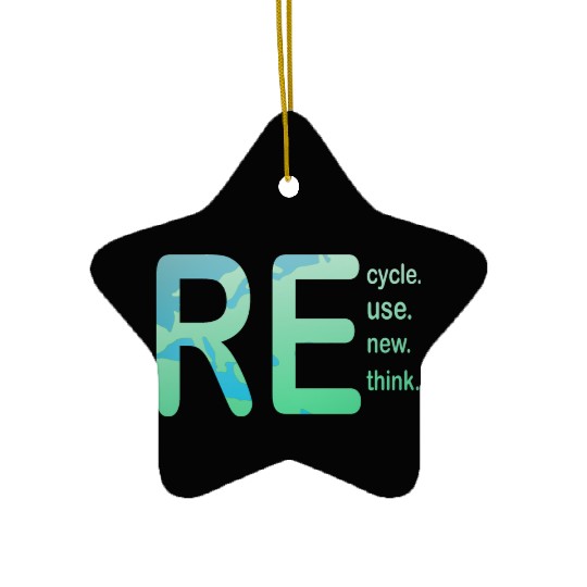Earth Day, Recycle Reuse Renew Rethink Design Ceramic Ornaments