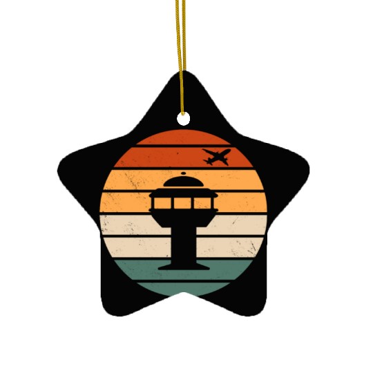 Retro Air Traffic Control Tower Ceramic Ornaments