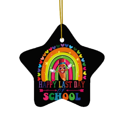 Groovy Happy Last Day of School Teacher Student Ceramic Ornaments