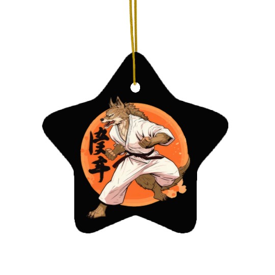 Karate Wolf Martial Arts Wolf Design Ceramic Ornaments