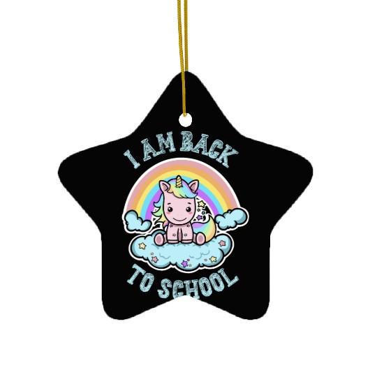 Funny Back to School Kawaii Rainbow Unicorn Ceramic Ornaments