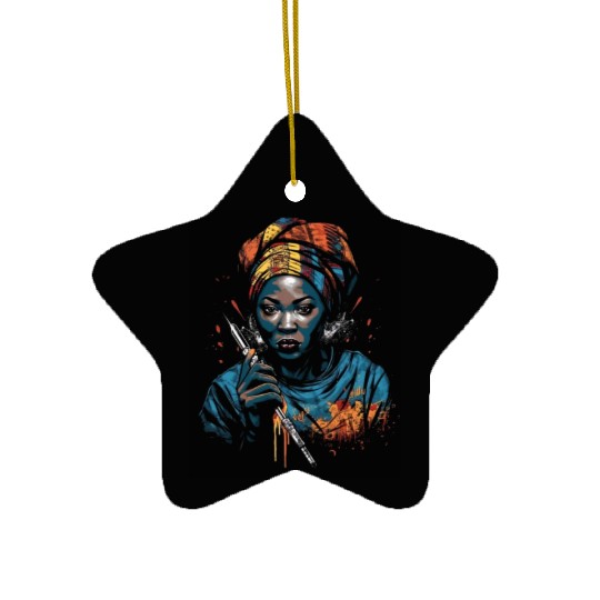 African American Nurse Afro Woman Syringe Nursing Ceramic Ornaments
