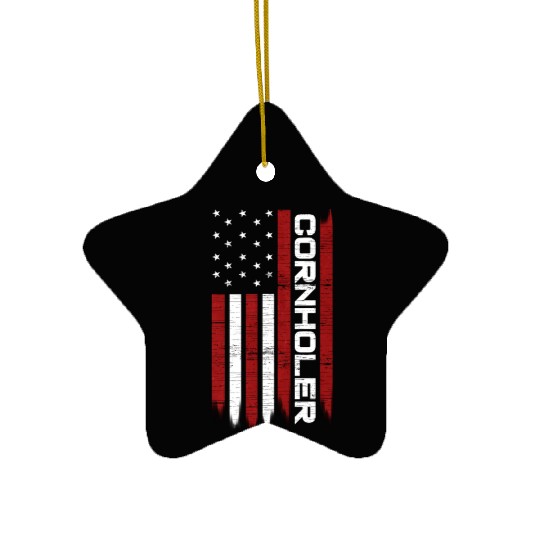 Cornhole Usa Flag Cornholer Bean Bag Game Ceramic Ornaments
