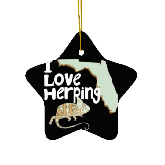 Florida Chameleon I Love Herping Ceramic Ornaments