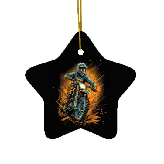 Dirt Bike Offroad Riding Motocross Biker Ceramic Ornaments