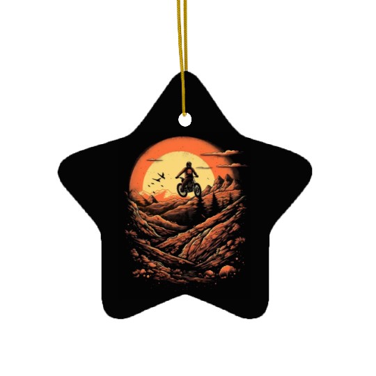 Dirt Bike Mountain Dirt Biking Motocross Biker Ceramic Ornaments