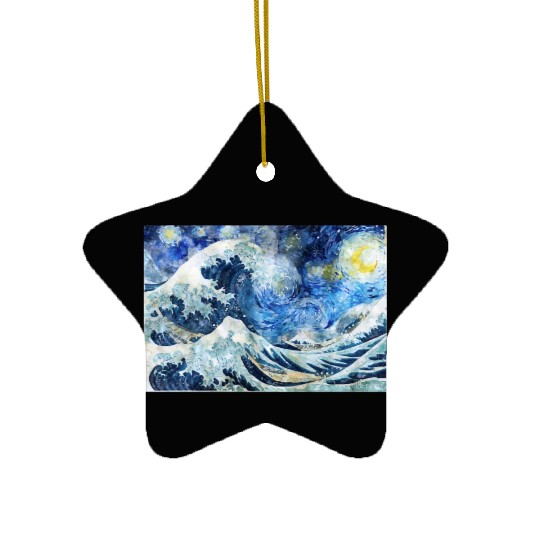 Great Wave During a Starry Night Click on Artist Ceramic Ornaments