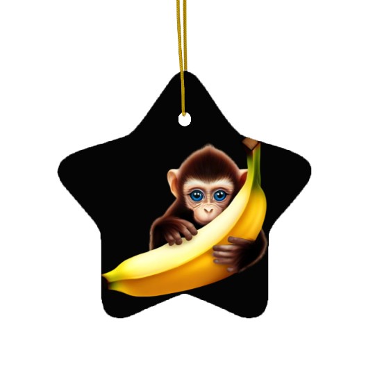 Monkey hide and seek banana Ceramic Ornaments