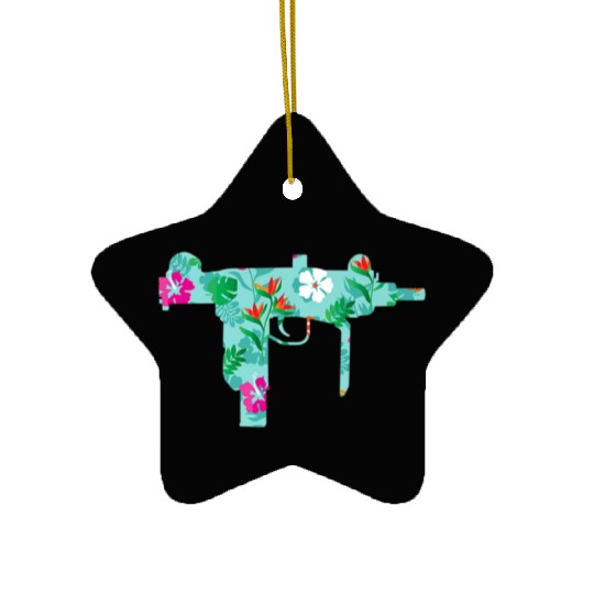Tropical Gun Lover Firearm Beach Hawaiian Ceramic Ornaments