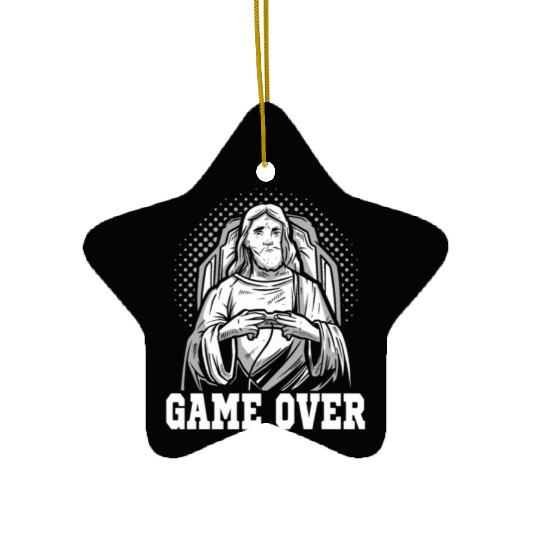 Gaming Jesus Game Over Gamer Ceramic Ornaments