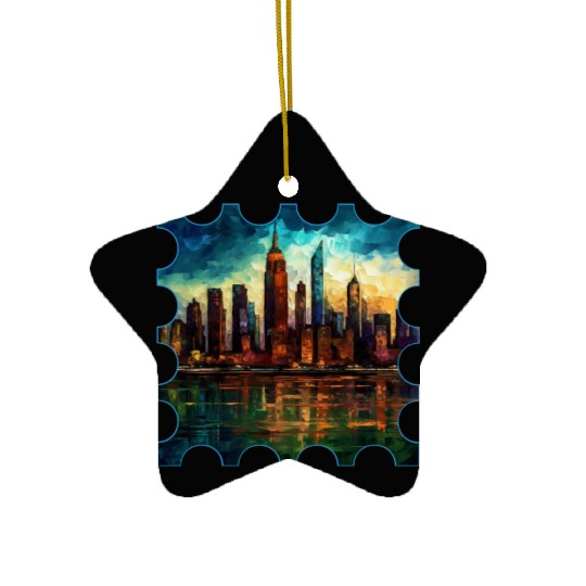 New York skyline Reverie A Symphony of Dreams Ceramic Ornaments