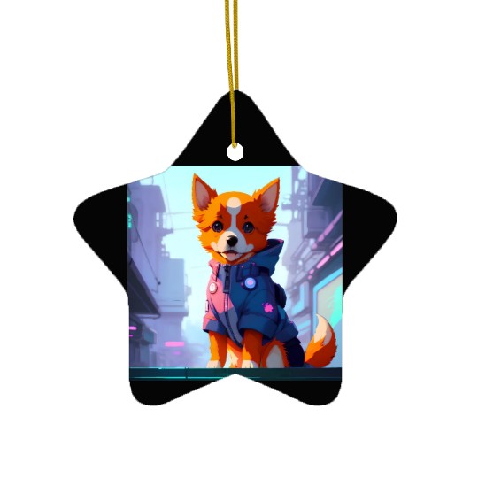 Cute Cyberpunk Dog Ceramic Ornaments